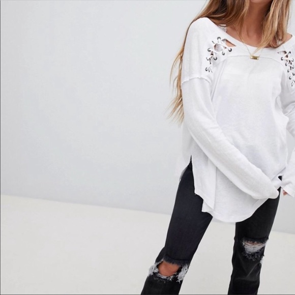 Free People Tops - Free People First Love Lace-Up Tee Size Small